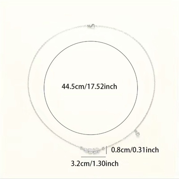 BOHEMIAN CRYSTAL ANGEL FEATHER WING 925 SILVER PENDANT CLAVICLE NECKLACE - Picture 4 of 6